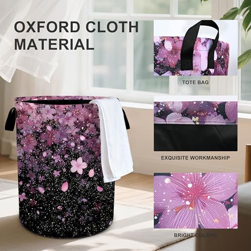 Cherry Blossoms Laundry Basket Storage Bin Foldable Laundry Hamper Clothes Storage Bucket Organizer 19.6x15.7 Inch For Laundry Room/Bedroom/Bathroom - color: Cherry Blossoms