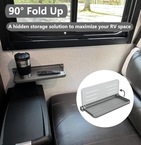 Aluminum RV Folding Wall Shelves 12 Inch Collapsible Fold Down Bookshelf for Camper - Small Foldable Trailer Interior Hidden Bedside Storage Rack 2 Pack - size: 2 Pack