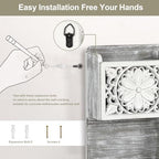 Mail Organizer Wall Mounted, 2 Slots Key Holder for Wall with 8 Hooks, Rustic Wood Key Rack with Shelf for Entryway Hallwall Farmhouse - size: Large