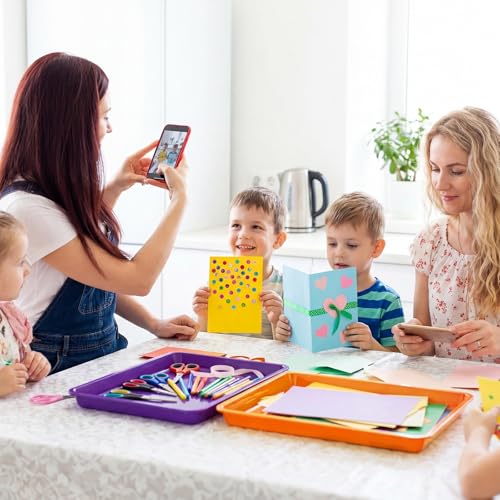 Maitys 15 Pcs Flat Plastic Trays 16.1 x 11.8'' Sensory Storage Paper Tray Stackable Classroom Bins for Office Home Organizer Crafts Supplies(Vibrant Color) - color: Vibrant Color