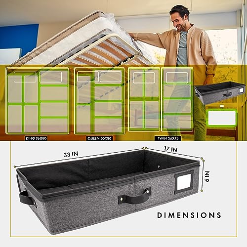HOMELUX THEORY 2pc Under Bed Storage Containers, Bedroom Under the Bed Drawer Storage Organizer with Bins and Lids, Large Underbed Clothes Storage Box Ideal for Blanket, Fabric, & Shoes (Dark Gray) - color: Dark Gray, size: Large (2pc)