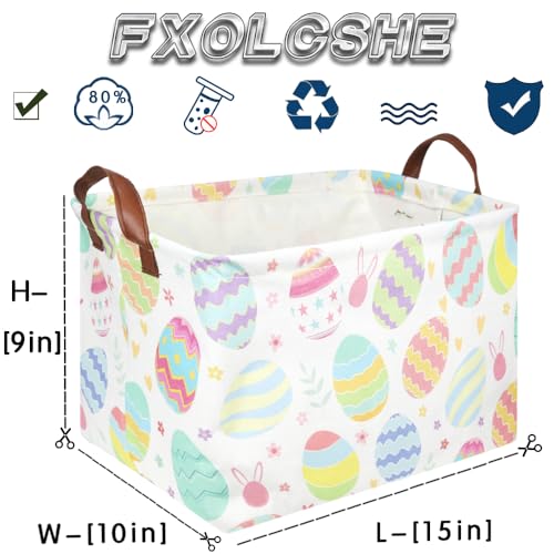 FXOLCSHE Rectangular Easter basket,Dirty laundry basket with handles,Toy storage bin,Laundry basket for girls,Girls Room Decor,Gift Basket(Flower egg) - color: Flower egg