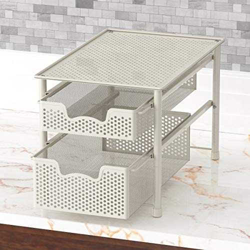 Simple Houseware Stackable 2 Tier Sliding Basket Organizer Drawer, White - color: White, size: 2-Tier
