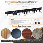 Heavy-Duty Stainless-Steel Broom Holder Wall Mount with 3 Racks and 4 Hooks | Waterproof Mop and Broom Hanger | Adjustable, Garage & Garden Tool Organizer | Black - size: 3 Racks & 4 Hooks
