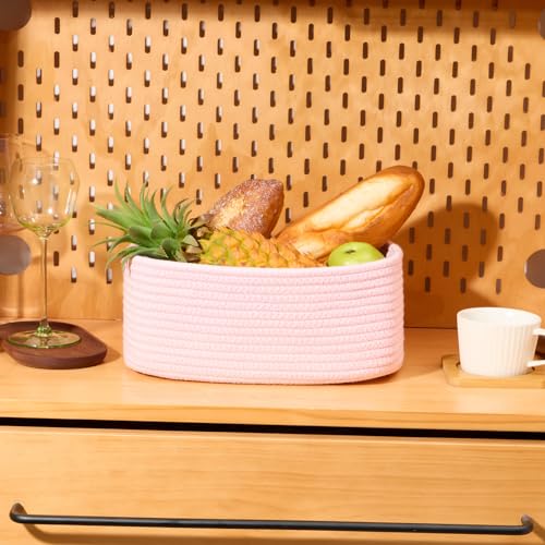 MiniArk Small Storage Baskets for Organizing | Closet Organizer Bins | Shelf Toy Basket | Woven Rope Baskets | Cube Decorative Box | Shallow Basket | 11.5x7.5x4.7” | 3 Packs Light Pink - color: Light Pink, size: 3pcs-L11.5xW7.5xH4.7"