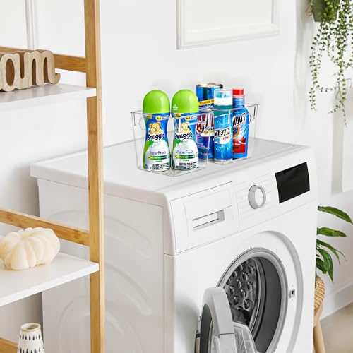 Sorbus 4 Pack Small Clear Plastic Storage Bins, Clear Organizer Bins with Handle for Kitchen, Pantry, Cabinet, Refrigerator, Craft, Toys, Clothes, Closet, Under Sink, Bathroom Organizers and Storage - size: Small, style: 4 Pack