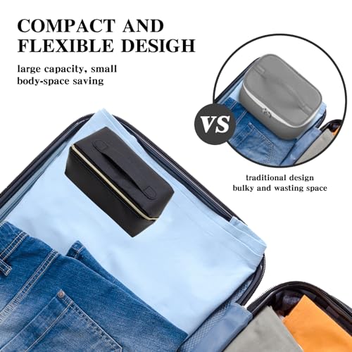 Mothers Day for Women,Portable Makeup Bag Opens Flat for Easy Access, Cosmetic Bag Toiletry Bag with Padded for Protection for Travel & Daily Use, Travel Accessories Bag (Black)