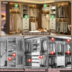 iSunirm 8FT Closet System, 96'' Closet Organizer System with 3 Hanging Rods, Wall Mount Bedroom Wardrobe with 3 Drawers Walk-in Closet, Adjustable Garment Rack from 5 to 8FT(Cut to Fit), White Oak - color: White Oak