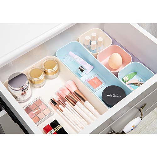 Backerysupply (9 Piece Set) Large Size Plastic Desk Drawer Organizers For Makeup Bathroom Office Kitchen Three Colors - color: Three Colors