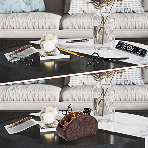 Tv Remote Holder Tray with 5 Compartment,PU Leather Remote Control Holder/Caddy,Placed Media Remote Storage Box/Glasses/Makeup Brush/Office Products/Desktop Organizers Nightstand Decoration (Retro) - color: Retro