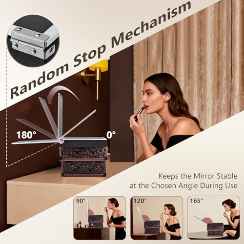 Joligrace Makeup Train Case Cosmetic Box Portable Makeup Case Organizer 2 Trays Makeup Storage with Mirror Locking for Cosmetologist Aesthetic Supplies Nail Tech Traveling Makeup Box Dark Brown - color: Dark Brown