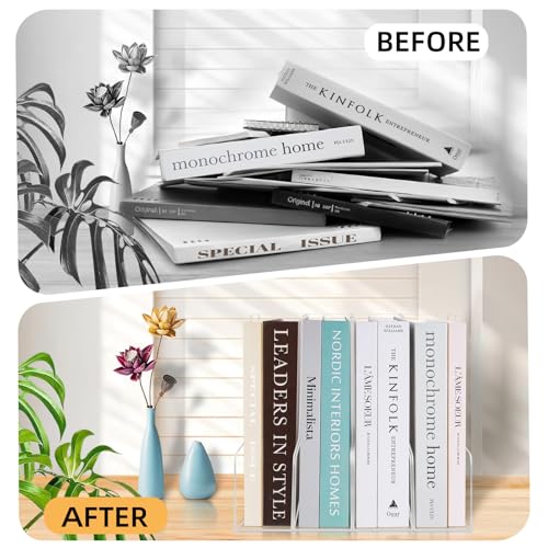 Clear Acrylic Magazine Rack, Vertical File Holder, Desk Organizer Storage Stand for Office, 4 Pack - color: Clear4