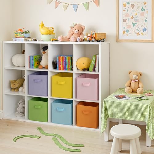 Cupic Cupid 11 Inch Storage Cube, Fabric Cube Storage Bin with Handles, Storage Cube Organizer for Clothes and Toys, Collapsible Cube Bins for Closet, Shelves, Nursery, 6-Pack, Pastel Colors - color: Pastel Colors, size: 11 Inch