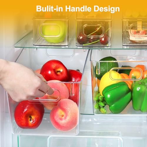 Hudgan Pantry Organizers Storage, Set of 8 Clear Organizer Bins 4 Large and 4 Small Stackable Storage Containers for Fridge Freezer, Kitchen Cabinet, Under Sink - size: 4S+4L