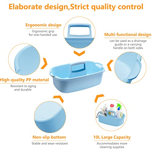 Goderewild Multi-Purpose Plastic Cleaning Caddy with Handle, Shower Caddy Organizer/Storage Basket/Totes Portable for Bathroom Supplies, Cleaning Products, Under Sink Tool, Housekeepers (Blue) - color: Blue, size: 1 Pack