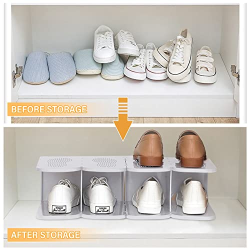 6-Tier Thickening Cubby Shoe Rack, Free Combination Shoe Organizer for Closet, Free Standing Shoe Tower, Stackable Space-Saving Adjustable Shoe Storage Shelf, Grey - color: Grey