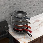 Simple Houseware Cabinet Pantry Pot and Pan Organizer Holder Rack, Silver - color: Silver