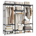 SONGMICS Clothes Rack,72 Inch Large Capacity Portable Closet, Heavy Duty Wardrobe Closet Organizer with Hanging Rails and Shelves, Total Load 330 lb, Easy Assembly, for Bedroom, Black URDR211B01 - size: 72"L x 17.7"W x 74.8"H