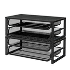 Ekisemio 2-Pack 2-Tier Monitor Stand Riser with Drawer, Metal Computer Desk Organizer for Home Office, Black