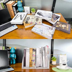 2 Set Desk Organizers, Metal Desk Magazine File Holder and 1 Pen Holder, 2 Compartments Mesh File Holder, Mesh Desktop Organizer and Storage (white) - color: 2 File Holder With Compartments white
