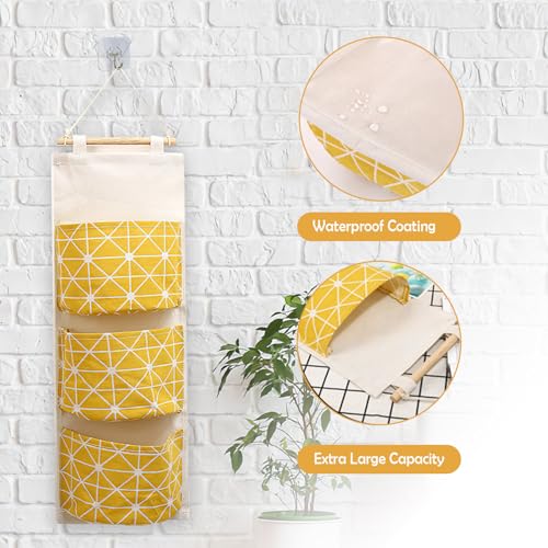 COVRA 3-Pack Wall Hanging Storage Bags – Over-the-Door Organizers with 3 Large Pockets (6.3" × 5.1"), Hanging Closet & Pantry Organizer for Bedroom, Bathroom, Dorm, and More (Green) - color: Green