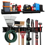 TIDYME Heavy-Duty Garage Wall Storage System | Wall Mounted Tool Organizer Rack with Shelving | 12-Piece Mounting Kit | 6x10” Double-Layered Hooks & 2x24” Floating Utility Shelves - size: 96" (2 Shelves)