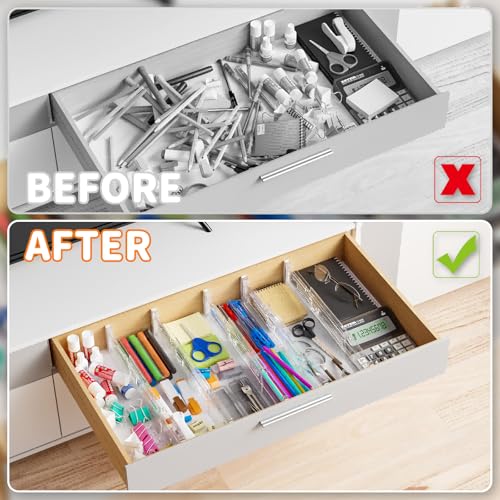 Yieach 4 Pack 3.2 Inch Shallow Acrylic Drawer Dividers for Clothes,Expandable Deep Dresser Dividers From 15 to 21'',Adjustable Drawer Separators for Dresser,Nursery and Baby Clothing,Sock,Underwear - color: Clear-4 Pack