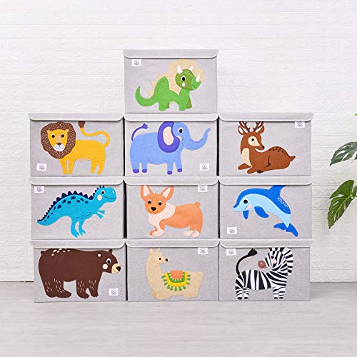 CLCROBD Foldable Large Kids Toy Chest with Flip-Top Lid, Collapsible Fabric Animal Toy Storage Organizer/Bin/Box/Basket/Trunk for Toddler, Children and Baby Nursery (Elephant) - color: Elephant