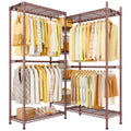 Ulif E4L L-shaped Clothes Rack, Heavy-Duty Garment Rack, Metal Freestanding Clothing Organization Storage System with Shelves and Hangers, Max Load 962lbs, 42.7" W x 42.7" D x 79.3" H, Bronze - color: Bronze