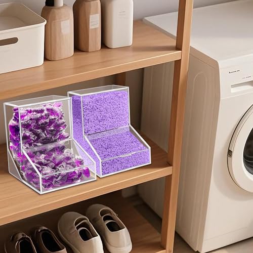 Laundry Pods Container with Spoon, Acrylic Candy Dispenser with 2 Lid, Dishwasher Pod Holder, Laundry Detergent Container, Laundry Organization for Laundry Room, kitchen, Office Used- Stand, 1pcs - color: 1pack