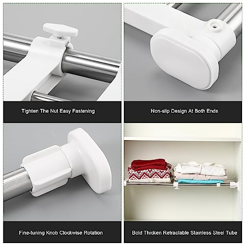 Geetery 4 Pcs Closet Tension Shelf Rod Metal Expandable Shelf Organizer Adjustable Closet Shelves Rack DIY Dividers Separators for Cabinet Storage Locker Clothes(16.54–23.62 Inch)