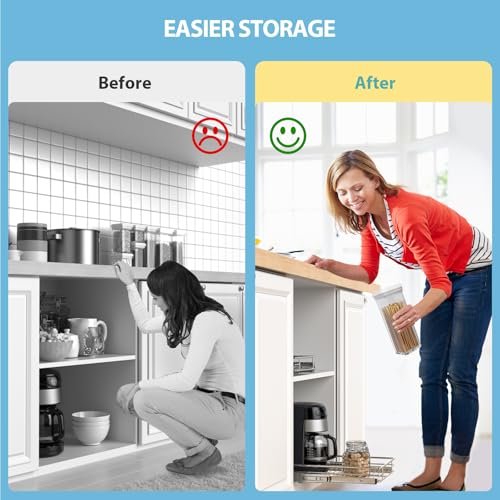 ZOINLIY Pull Out Cabinet Organizer, Versatile Slide Out Kitchen Organizers and Storage,Heavy Duty Drawer Cupboard Storage Basket, Smooth Sliding, Chrome Finish (26.8 * 21inch) - size: 26.8”W x 21”D (Outside Dimensions)