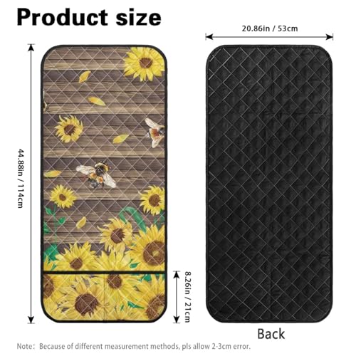 Sunflower Bee Wood Print Armrest Cover for Sofa with 2 Side Organizer Pockets 44x20 inch Arm Covers for Loveseat, Recliner, Chair Anti-Scratch Armchair Protector - color: Sunflower Bee Wood