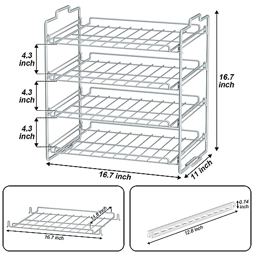 4 Tiers Stackable Can Rack Organizer, Wear-resistant Upgrade Beverage Food Can Dispenser Holder Holds up to 48 Cans for Kitchen Cabinet and Pantry (Silver) - color: Silver