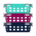Ello Duraglass 3.4 Cup Meal Prep Sets 6Pc, 3 Pack Set- Glass Food Storage Container with Silicone Sleeve and Airtight BPA-Free Plastic Lids, Dishwasher, Microwave, and Freezer Safe, Berry - color: Mixed Berry, size: 3.4 Cup