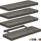 QEEIG Floating Shelves for Wall Bathroom Shelf Bedroom Kitchen Living Room Farmhouse Small Book Shelf 16 inch Set of 4, Grey (015-GY4) - color: D. Grey, size: 4pcs