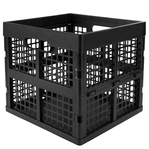 Eslite 3-Pack Collapsible Plastic Storage Crates,Foldable Crates for Storage,16L (Black) - color: Black