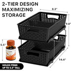 Simple Houseware 2 Tier Bathroom Organizer Tray Pull-Out Sliding Drawer, Under Sink Storage, Black - color: Black