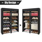 ERONE Shoe Rack Storage Organize, 28 Pairs Portable Double Row with Nonwoven Fabric Cover Shoe Shelf Cabinet for Closet