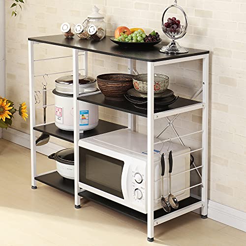 soges Kitchen Standing Baker's Rack, Utility Microwave Oven Stand, Multi-Layers Kitchen Storage Cart Workstation Shelf, Coffee Cart, Black - color: Black
