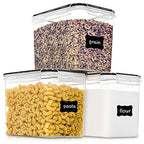 PANTRYSTAR Medium Food Storage Containers with Lids Airtight 3.6L /121.7Oz, for Flour, Sugar, Baking Supply, 3PCS BPA Free Plastic Canisters for Kitchen Pantry Organization - size: 3.6 L