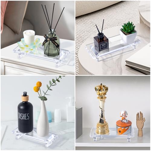 Chivalral Acrylic Bathroom Counter Tray: Water-Resistant Kitchen and Bathroom Tray Countertop Decor,Perfect for Soap Dish,Vanity,Plant,Candle Decor,and Riser Organizer-Small - size: Small-8.6 x 3.6 x 1.5