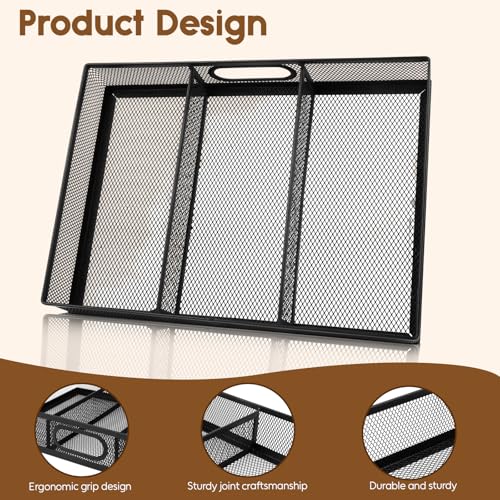 Yummy Sam 2 Pack Desk Drawer Organizer Tray, Office Drawer Organizer Tray with 2 Dividers, Metal Mesh Drawer Organizers for Desk, Desktop, Office Supplies, 12.2X8.8x2.1Inches