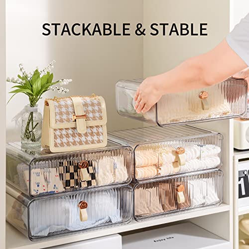 Underwear Drawer Organizer, Stackable Bra Organizer for Closet, 1 Cell Bra Storage, Sock and Underwear Organizer, Closet Organizers and Storage Drawer for Bra, Socks, Tie, Belt, Scarf - color: Clear-1 Cell-1 Pack