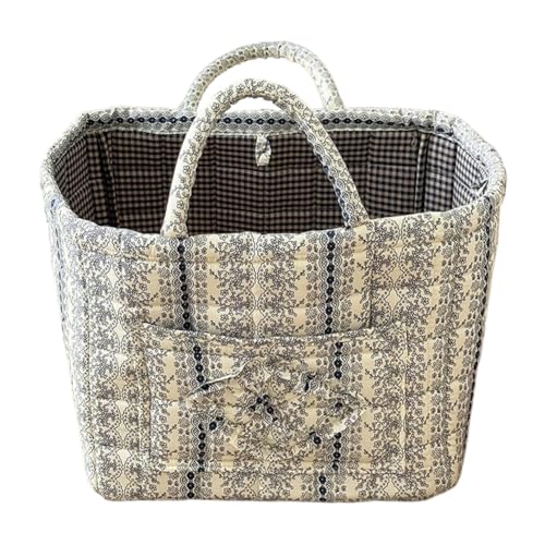 Floral Fabric Storage Basket Car Interior Storage Basket Underwear Sundries Laundry Baskets Supplies Home Organizer Bag (Lace Blue) - color: Lace Blue