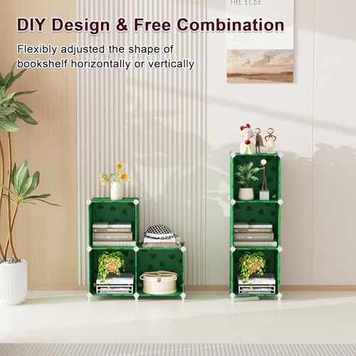 UNKU Cube Storage Organizer, 3 Cube Closet Organizer Storage Shelves, DIY Stackable Bookcase, Clothes Organizer Shelf for Closet, Bedroom, Living Room, Cabinet, Home, Office, Green - color: Red, size: 3cube
