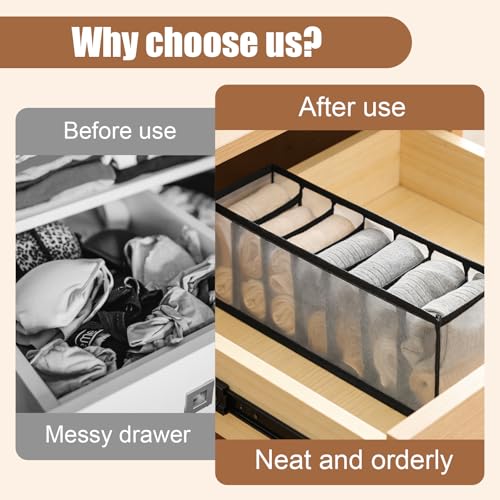 2 Pcs Underwear Storage Box Drawer Underwear Organizer Lingerie Organizer Compartment Storage Box for Wardrobe Drawer Use(Black) - color: Black-2pc