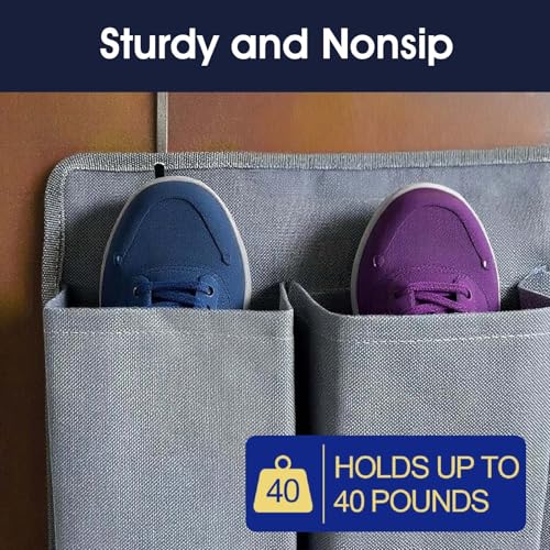 2 Pcs RV Shoe Pockets 10 Pockets Heavy Hanging Bedside Storage Organizer Bedside Shoe Organizer with Sturdy Hooks Storage Pocket Hangs on bed for Shoes Toys and Tool Accessories