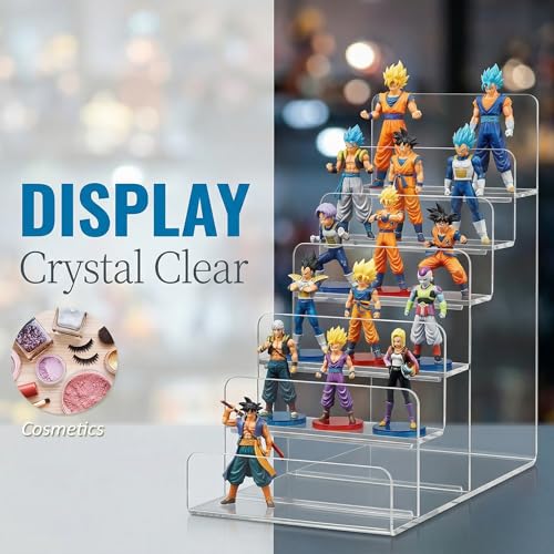 Cabilock 6-Tier Clear Acrylic Display Stand - Multi-Level Wallet Organizer for Sunglasses and Purse Display, Tiered Perfume & Cologne Stand for Men, Slim Riser for Artist Alley & Vendor Craft Show - size: 6 Tier Clear