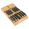 Utoplike in-Drawer Knife Block Bamboo Kitchen Knife Drawer Organizer, Handle Steak Knife Holder Without Knife, Fit for 12 Knives and 1 Sharpening Steel (Knives Not Included) - size: 12 Holder